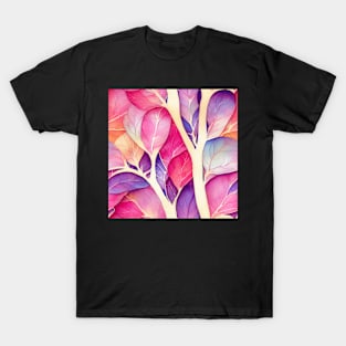 Pastel watercolor leaves pattern T-Shirt